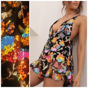Sisters The Label copy Black Sequin Plunging Romper Dress Xs/S